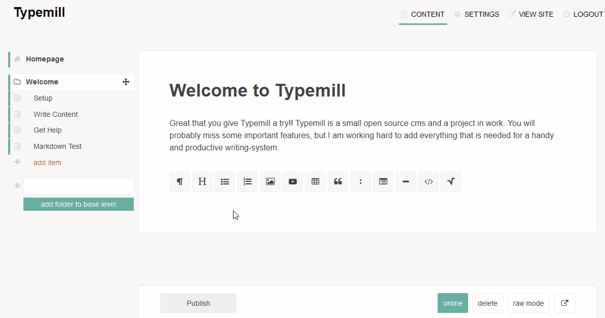 Animation Typemill Visual Editor