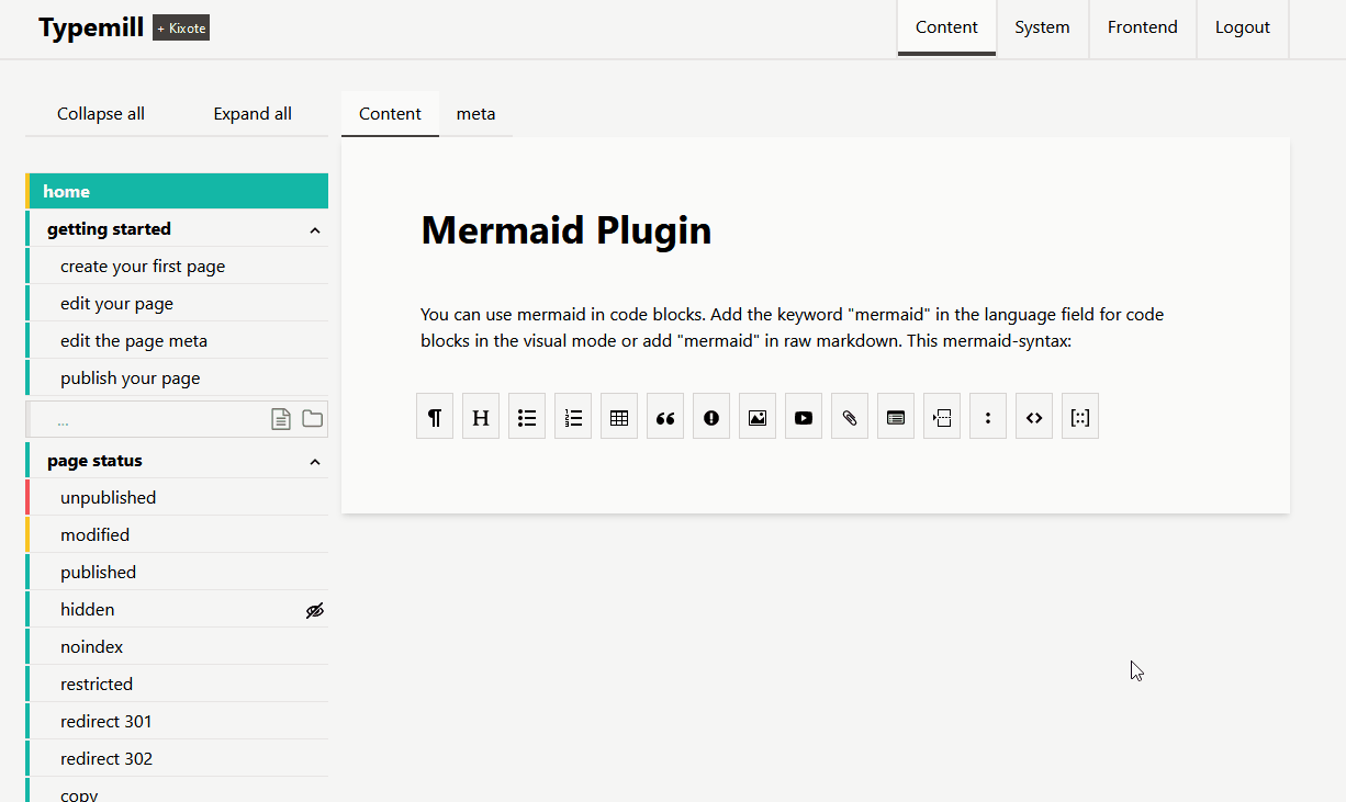 Demonstration of the mermaid plugin for Typemill